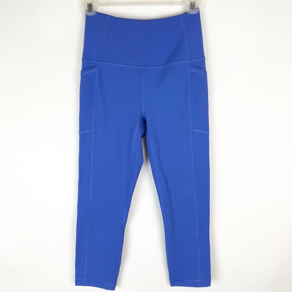 RBX Blue High Rise Cropped Leggings with Pockets - Picture 1 of 5